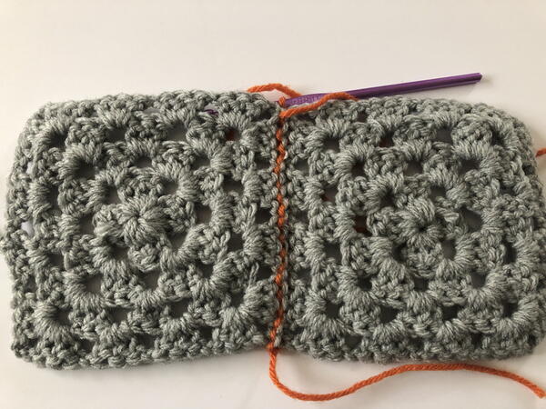 Slip stitch crochet joining technique step 4