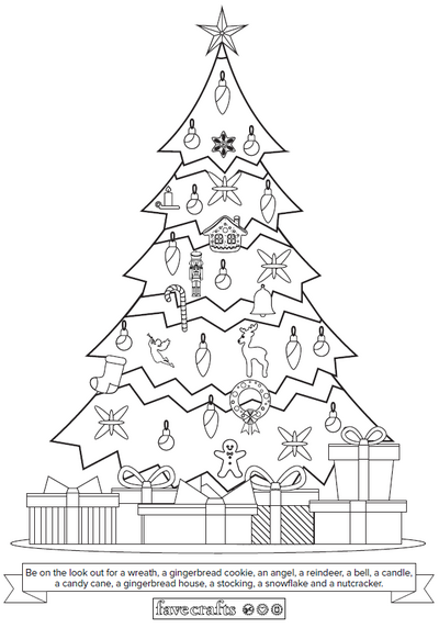 Christmas Tree Free Printable Hidden Picture for Adults