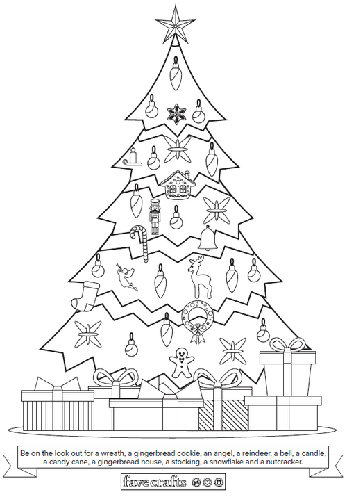 Christmas Tree Free Printable Hidden Picture for Adults | FaveCrafts.com