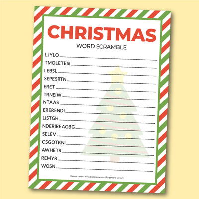 Printable Christmas Word Scramble