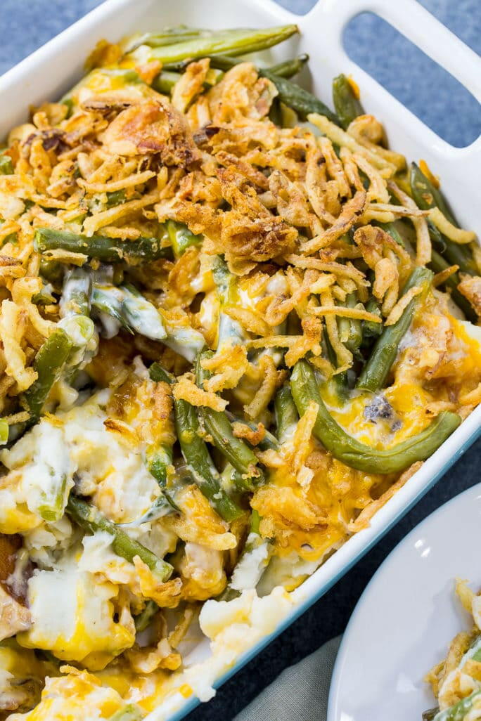 Cheesy Mashed Potato Green Bean Casserole