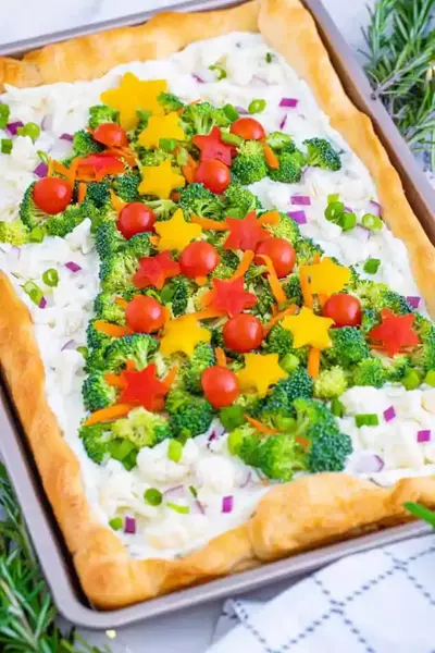 Easy Christmas Veggie Pizza