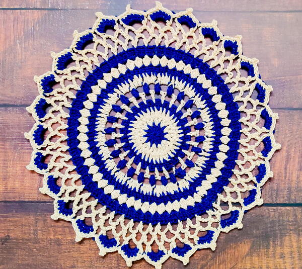 Sapphire Haze Crochet Round Doily