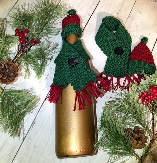 Holiday Wine Bottle Scarf & Hat Cozy