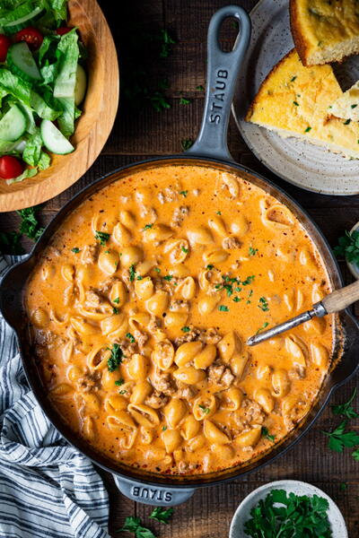 One Pot Creamy Beef And Shells