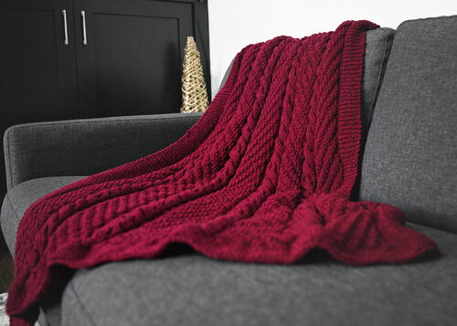 Cozy Cables Throw Blanket Knitting Pattern