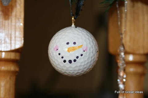 Golf Ball Snowman Christmas Ornament Craft
