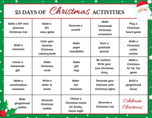 25 Days Of Christmas Activities