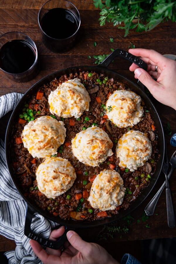 Steak Pot Pie with Cheddar Biscuits