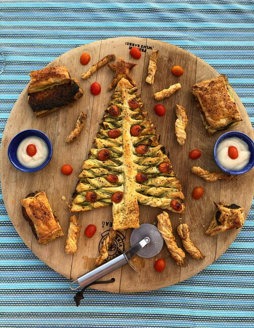 Beautiful Christmas Tree Pastry With Pesto