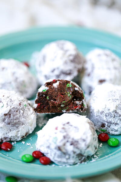 Festive Chocolate Snowball Cookies