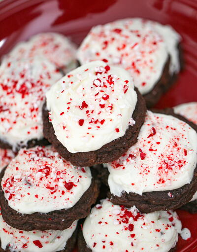 Peppermint Frosted Chocolate Cookies