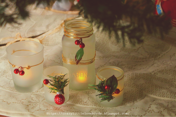 DIY Holiday Glass Candle Display
