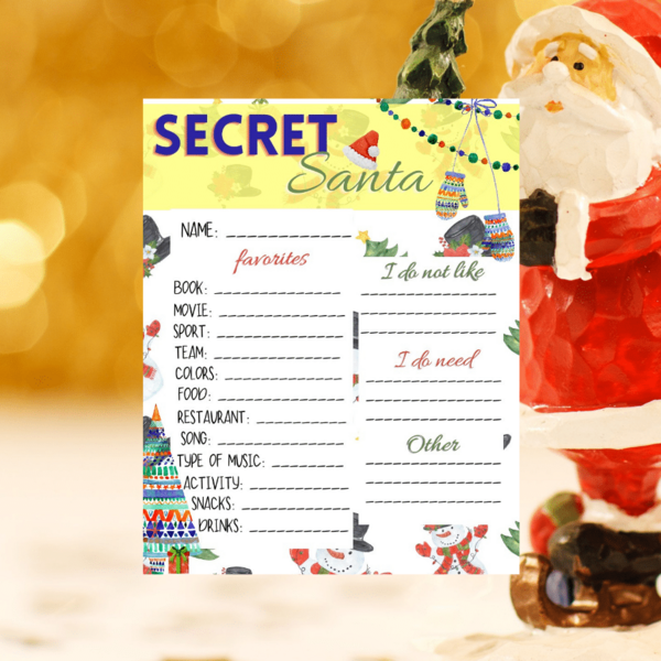 Secret Santa Sheets