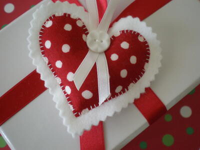 Polka Dot Plushy Heart Ornament