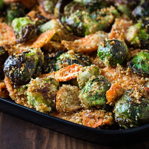 Roasted Brussel Sprouts And Carrots