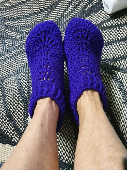 Crochet Adult Slippers Worked In Rows 