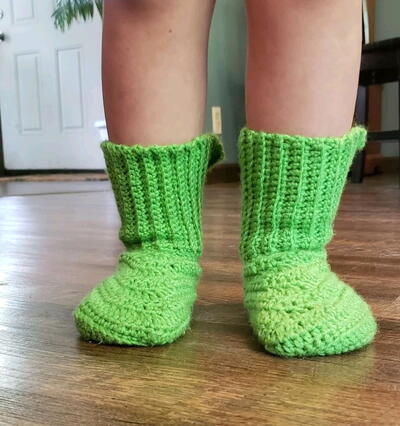 Crochet Kids Slippers Worked Flat 