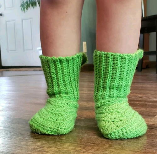 Crochet Kids Slippers Worked Flat 