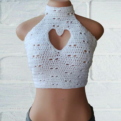 Crochet Heart Crop Top 