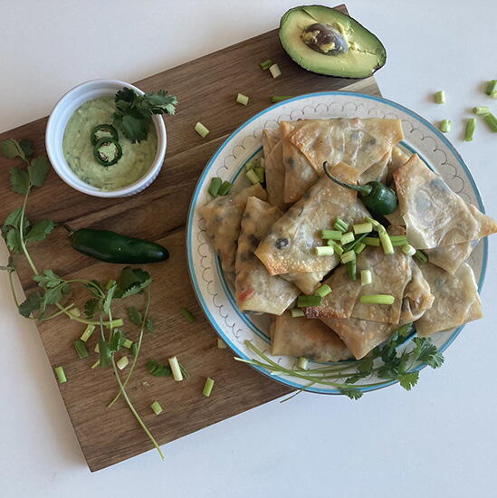 Southwest Egg Rolls With Avocado Ranch Dipping Sauce