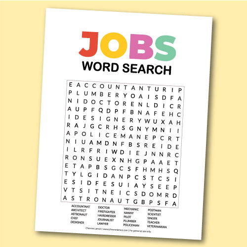 printable jobs word search diyideacenter com