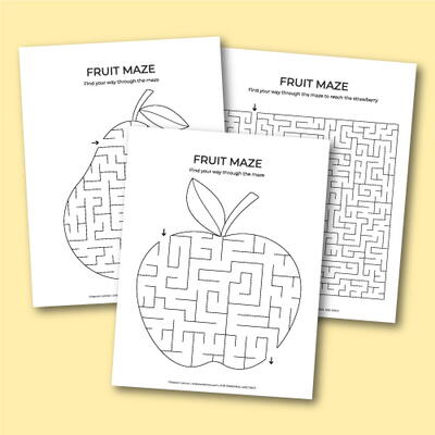 Printable Fruit Mazes