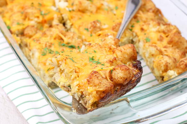 Tater Tot Breakfast Casserole With Sausage