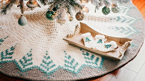 Crochet Pine Christmas Tree Skirt