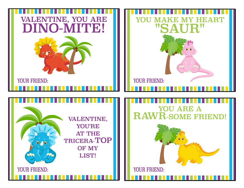 Free Printable Dinosaur Valentine Cards