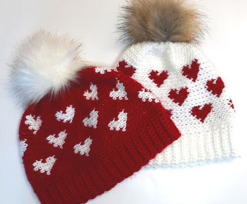 Lots Of Love Crochet Heart Beanie
