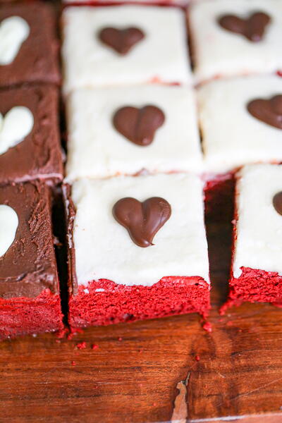 Red Velvet Tuxedo Brownies