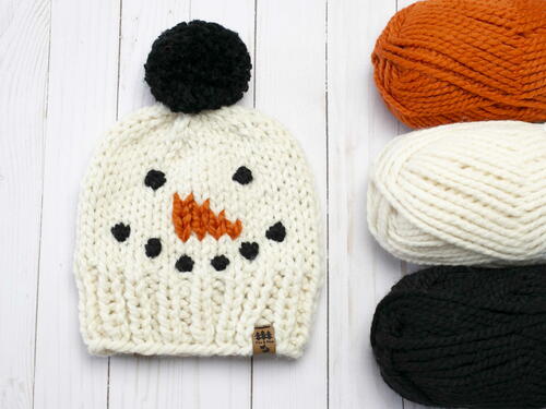 Snowman Pompom Toque Winter Hat Children Women Christmas Winter