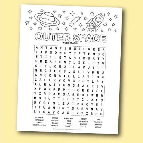 outer space word search allfreepapercrafts com