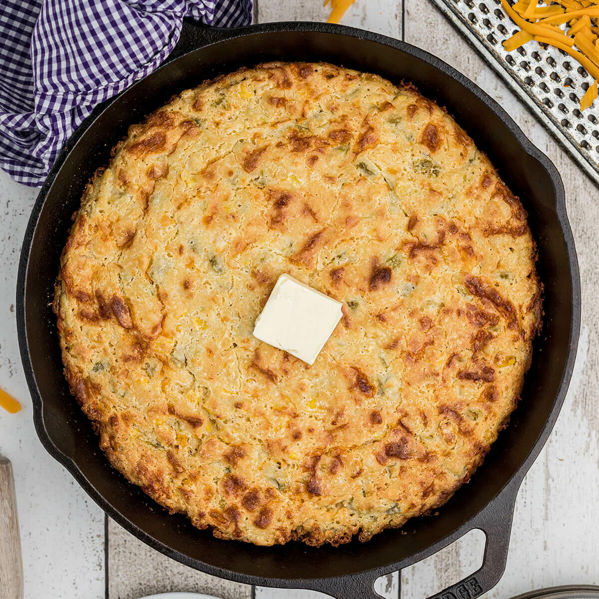 Cheesy Green Chili Cornbread | FaveSouthernRecipes.com