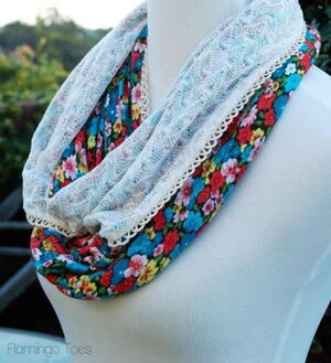 Flowers and Lace Infinity Scarf Pattern