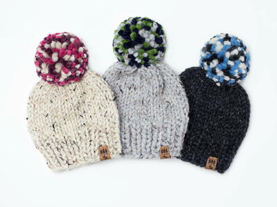 Colorful Pompom Chunky Toque Hat