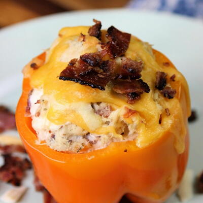 Bacon Ranch Chicken Stuffed Bell Peppers