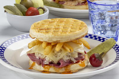 Waffle Reuben Stack