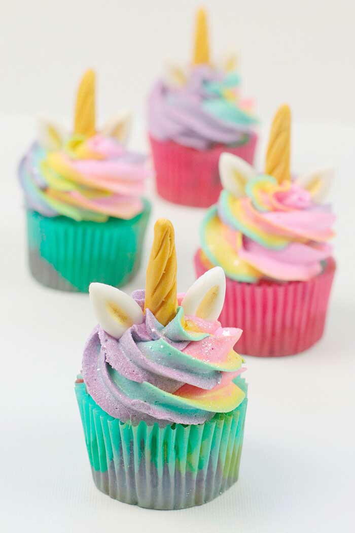 Rainbow Unicorn Cupcakes | TheBestDessertRecipes.com