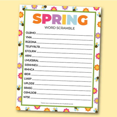 Printable Spring Word Scramble