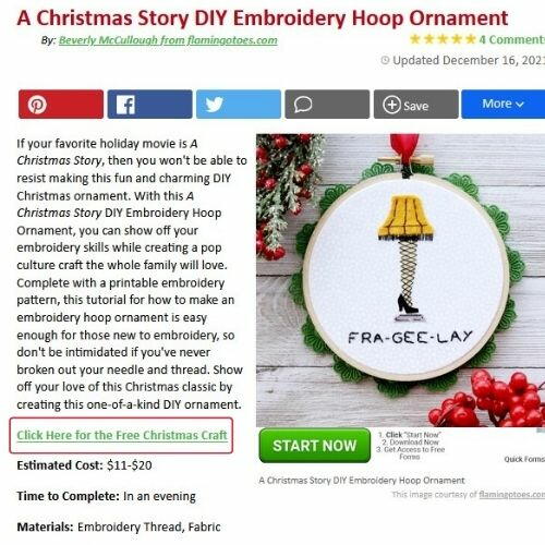 A Christmas Story DIY Embroidery Hoop Ornament