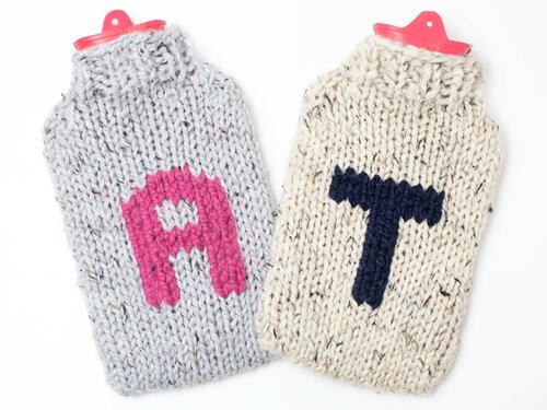 Monogram Hot Water Bottle Cover Chunky Personalized