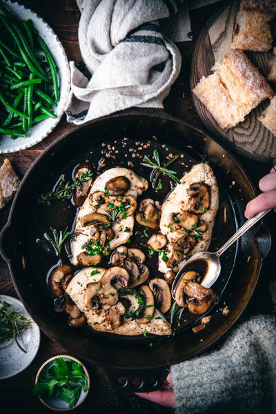 One Skillet Balsamic Chicken And Mushrooms