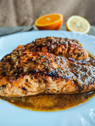 Browned Butter Honey Garlic Salmon with Citrus Glaze
