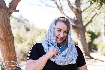 Hooded Crochet Infinity Scarf With Pockets