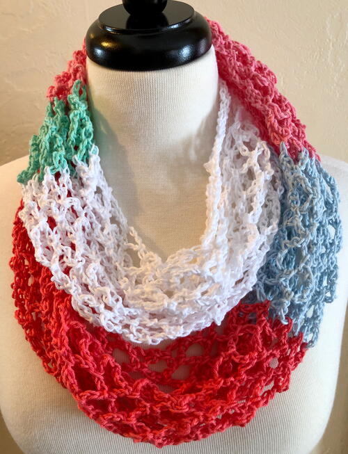 Rainbow Sorbet Infinity Scarf Crochet Pattern