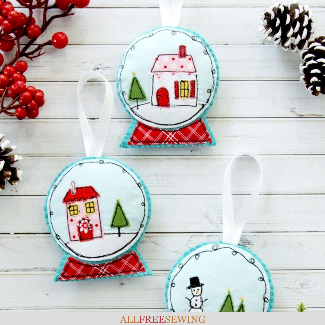 Felt and Fabric Snow Globe DIY Ornament | AllFreeSewing.com