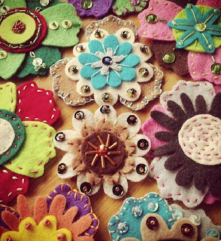 Sequins Embellished Felt Flowers