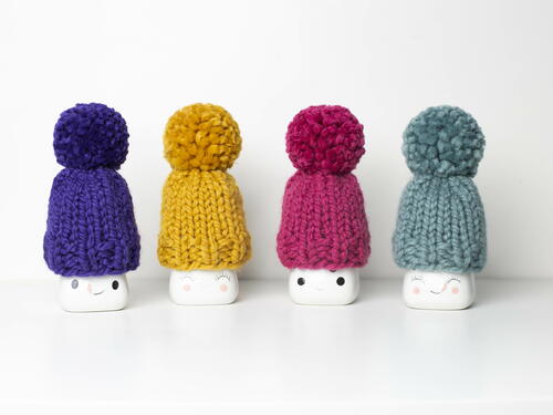 Marshmallow Mugs Hats Mini Pompom Toque